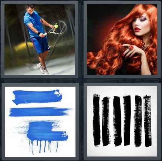 Tennis, Redhead, Blue, Paint